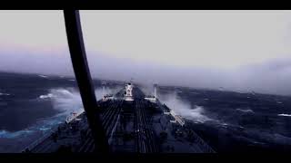 Ship tanker passing through storm & large waves in the Bering sea 3 hour. Sleep noise ocean waves.