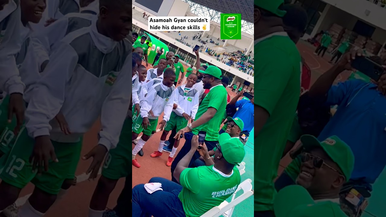 Asamoah Gyan danced with the kids because he couldn't hide his dancing skills