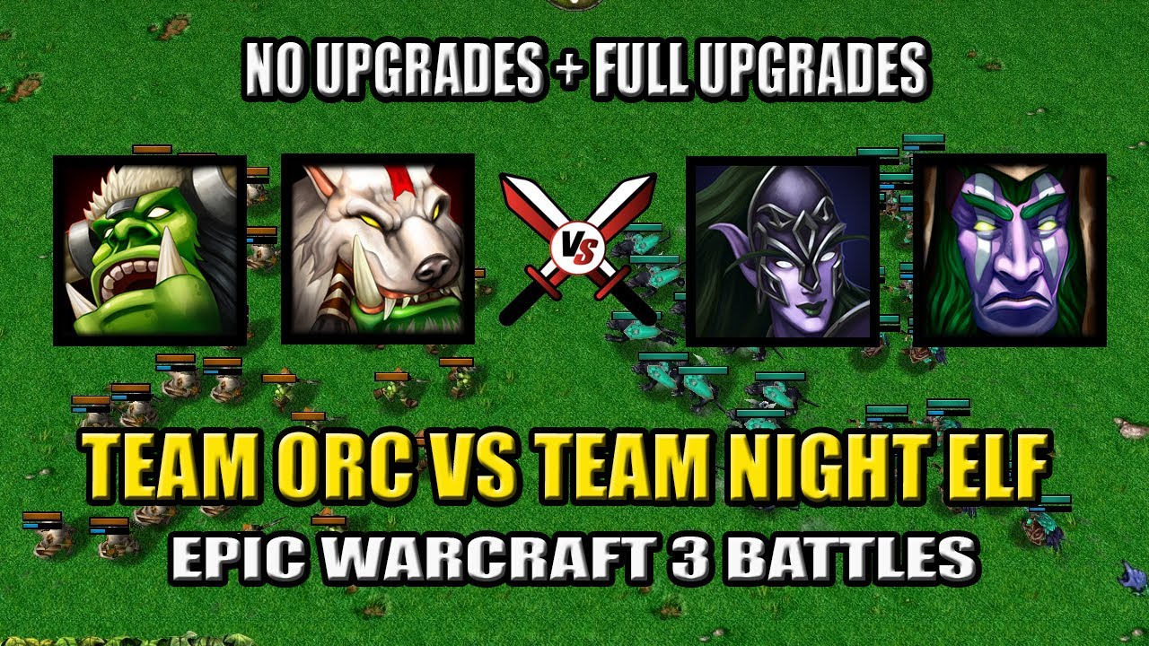 Grunt/Shaman vs Huntress/Druid of Talon (No Upgrades + Full Upgrades) - Warcraft 3