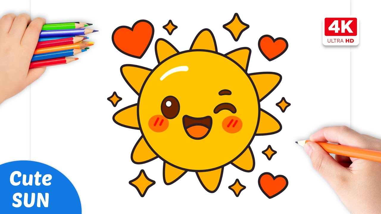 How To Draw a Cute Sun | Easy Step Step!