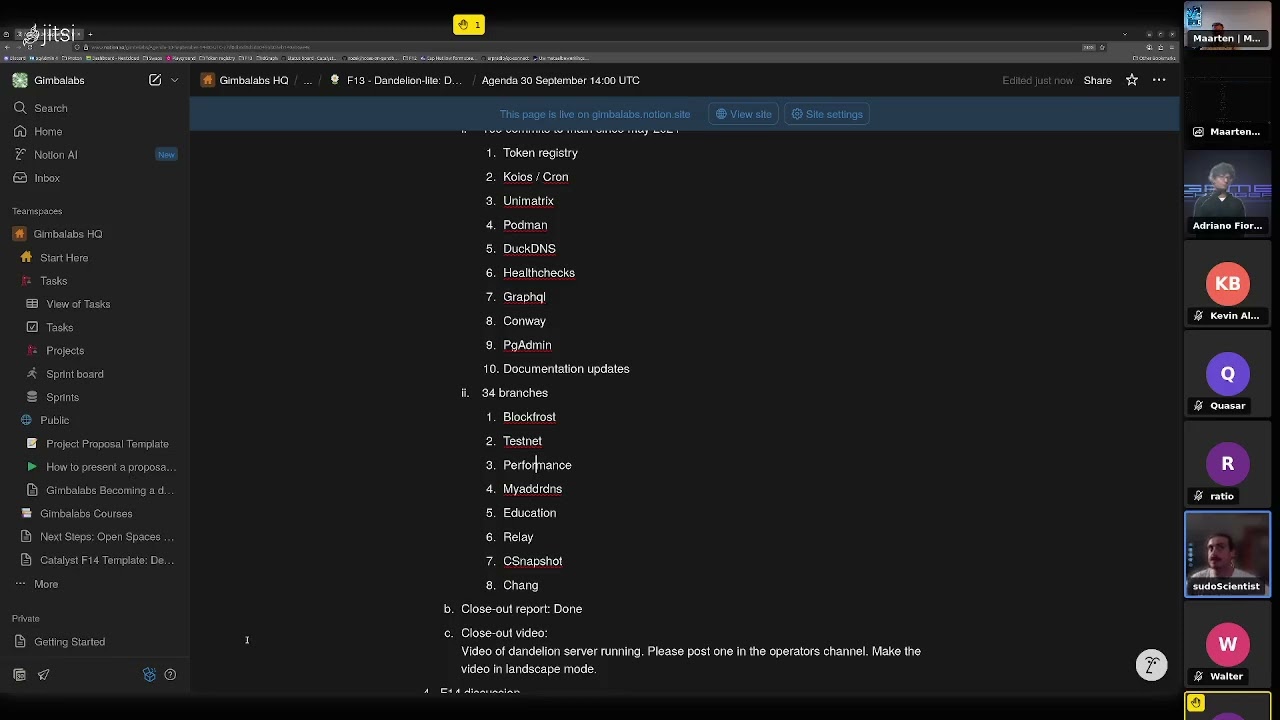 Dandelion Evaluation Meeting