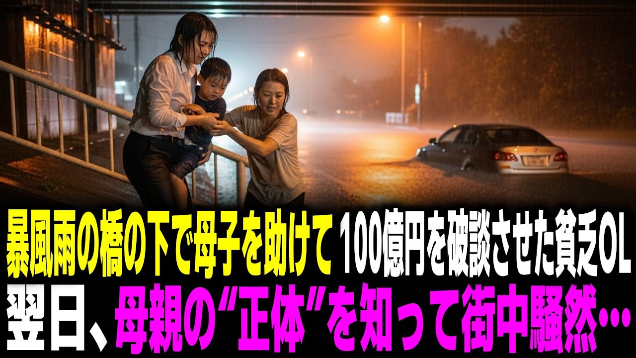 雨の橋の下で母子を救助し“100億円契約を破談寸前”にした貧乏OL。翌日、母親の正体に街中騒然…