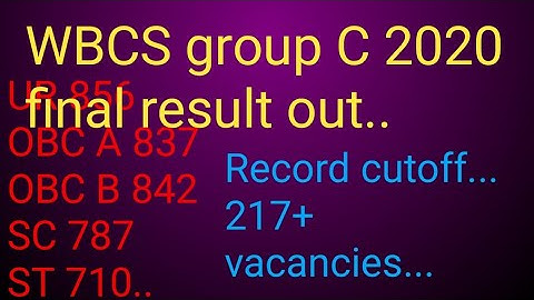 WBCS group C 2020...Final result out..... cutoff analysis...