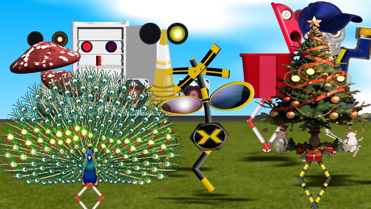 Various Sounds パレードで音のバリエーションを楽しむクネクネ踏切さん/ An Unusual Parade of Railroad Crossings / 4K fumikiri