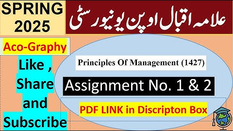 AIOU Code 1427 Solved Assignment No.1 & 2 Spring 2025 | Subject: Principles of Management | Bachelor