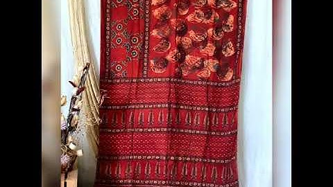 *Ajrakh hand block print cotton silk sarees*