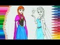 Dibujar y Colorea Elsa Frozen de Araco Iris - Dibujos Para Niños - Learn Colors