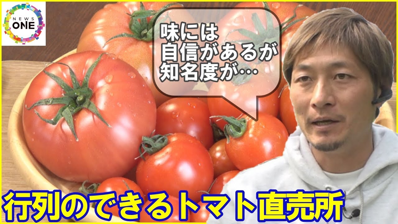 Tomato direct sales store with long queues 