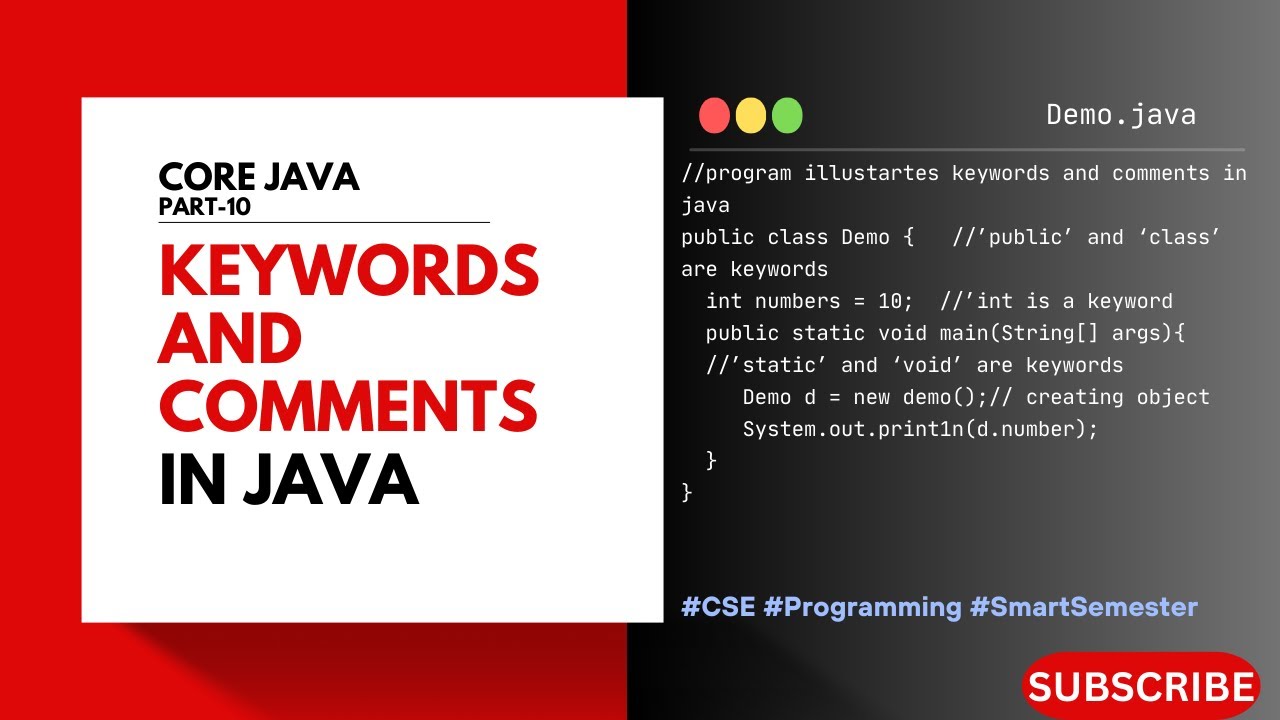 Keywords and Comments in Java | Core Java | Telugu Explained - YouTube