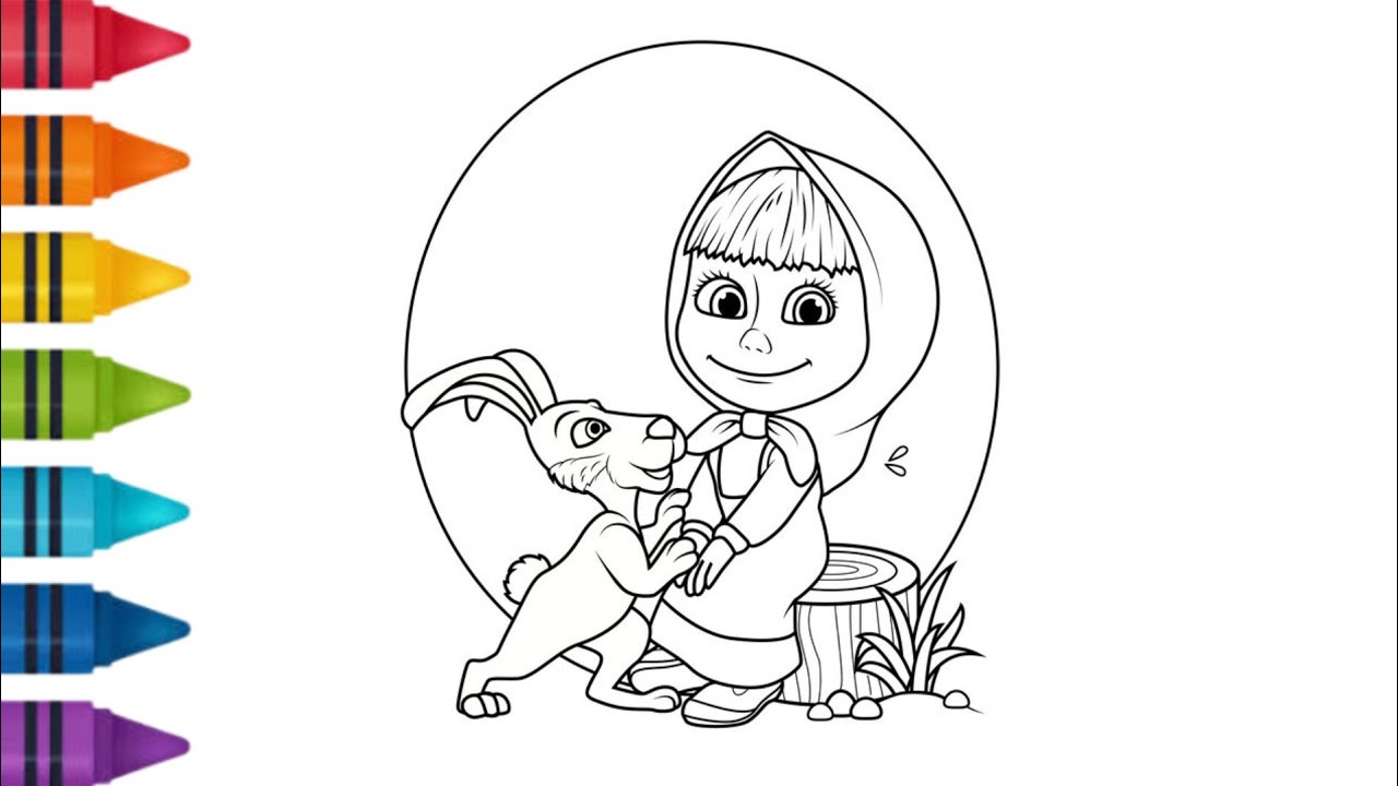 Marsh Rabbut Drawing Masha And the Rabbit Drawing, Painting & Coloring For Kids and Toddlers ...