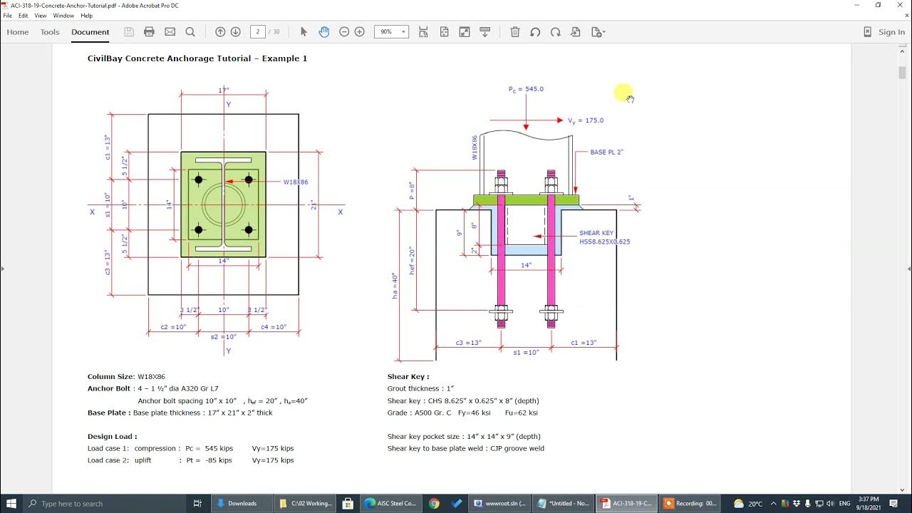 Concrete Anchor Bolt Design Tutorial ACI 31819 CSA A23.319 Anchor