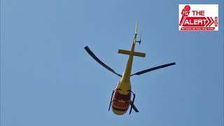 #WATCH | Helicopter services from Katra to Shri Mata Vaishno Devi Bhavan resume after they halted