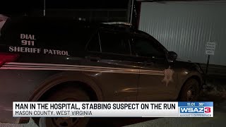 Man in the hospital, stabbing suspect on the run