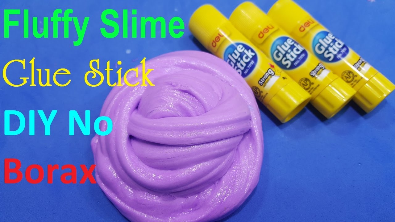 How To Make Fluffy Slime With Glue Stick Diy No Borax Baking Soda Liquid Starch