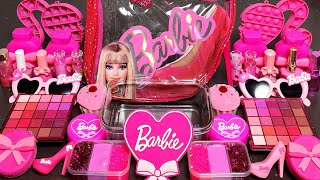 ASMR Barbie Pink Slime Mixing Makeup,Parts,Glitter Into Slime. Satisfying slime #satisfying#slime