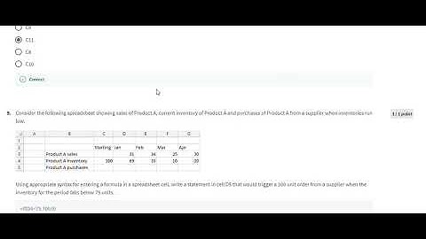 quiz 1 spreadsheet and model