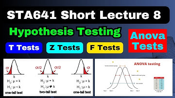 STA641 Short Lecture 8 | Hypothesis Testing in Excel | T, F, Z Tests in Excel | Anova Tests in Excel