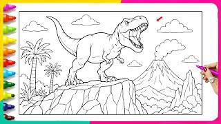 T-Rex Dinosaur Coloring Pages - Conquering Moment - Satisfying Coloring book pages