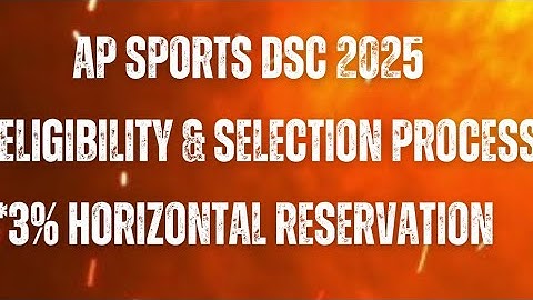 AP DSC 2025 Sports Quota | 3% Reservation | Eligibility & Selection Process