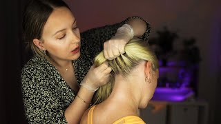 ASMR Nape, Behind Ear and Hairline Scalp Exam, Hair Play, Pulling & Finishing Touches