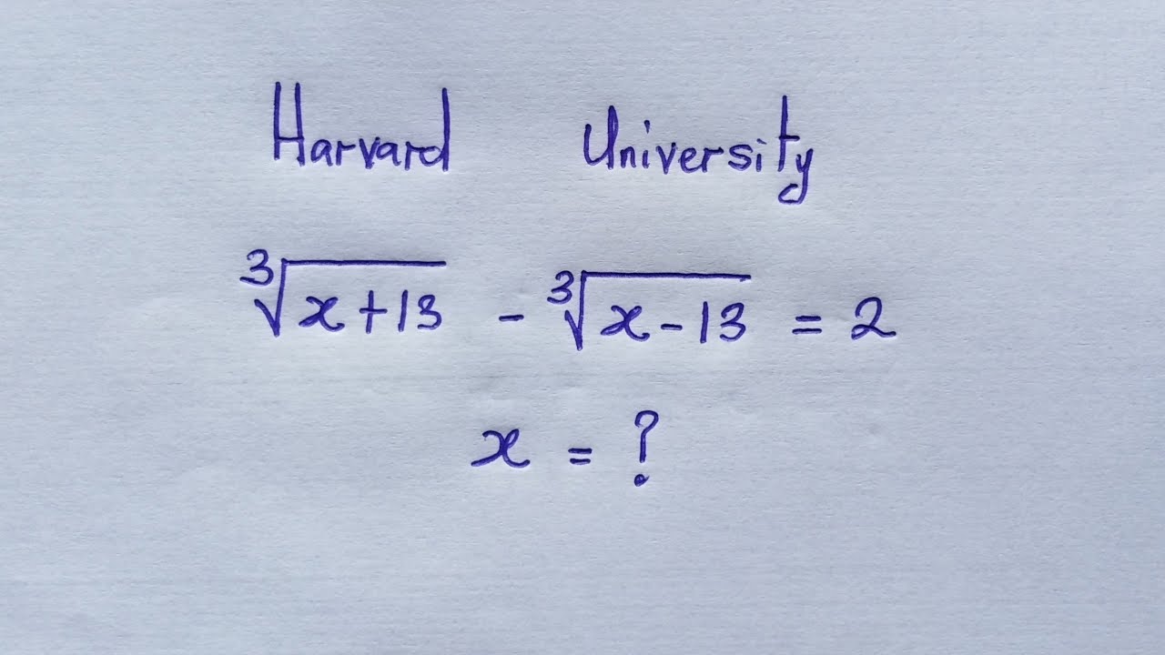 Harvard University Entrance Exam Question | Can you solve ? - YouTube