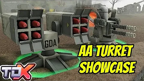 AA turret showcase (stats + gameplay) roblox tower defense x