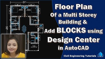 How to draw Floor Plan of a Multi Storey Building & Add BLOCKS using Design Center || Building #2
