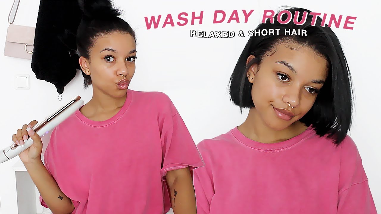 My Current Wash Day Routine Short Relaxed Hair Youtube