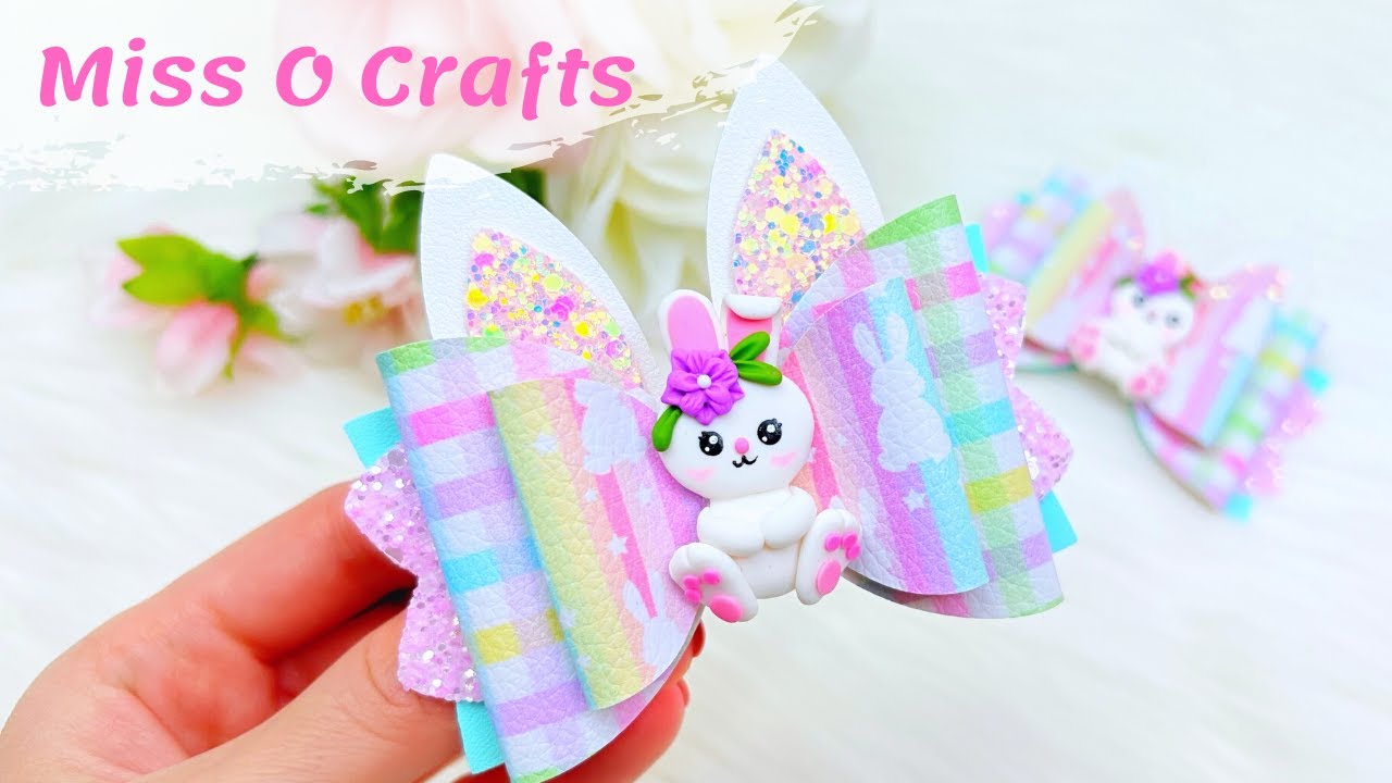 Easter Bunny Hair Bow Tutorial/ How To Make Hair Bows With Cricut/ Hair