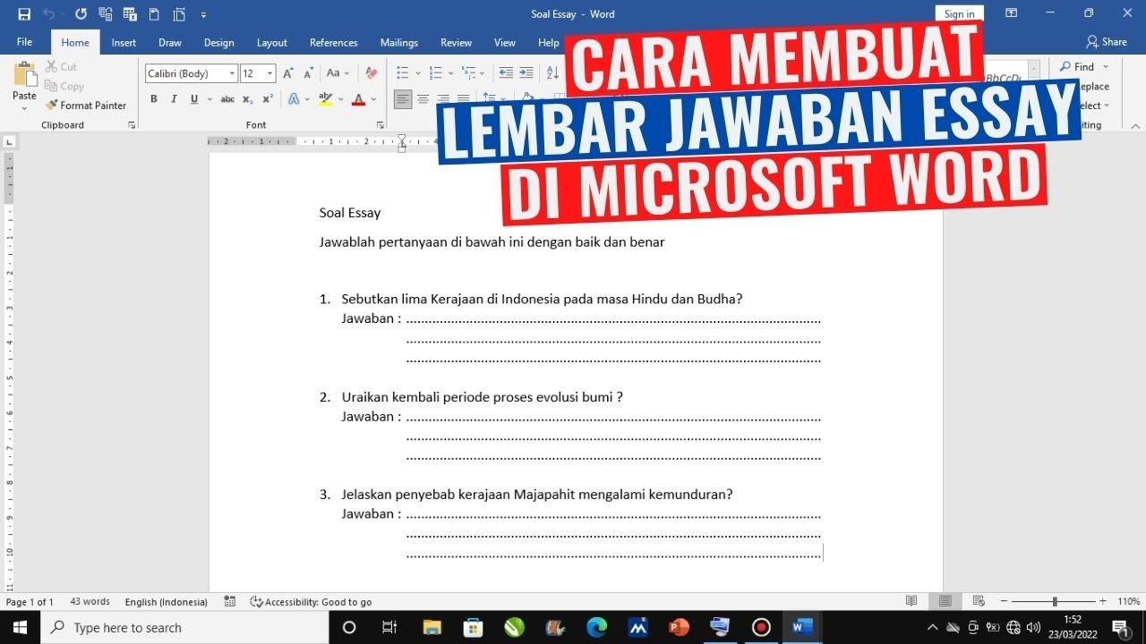 soal essay microsoft word dan kunci jawaban