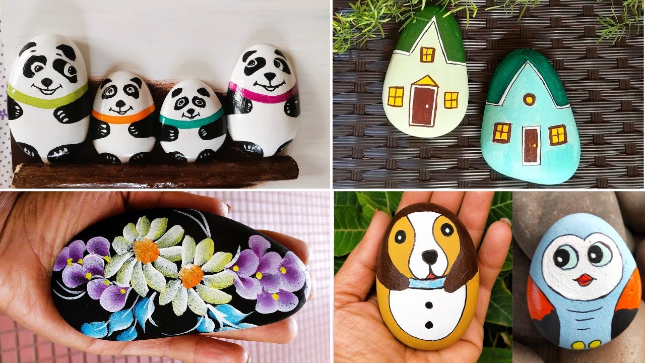 Stone Painting | Stone Painting Design Ideas | Rock Painting | Stone ...