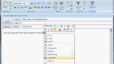 Making A Hyperlink in Outlook 2007