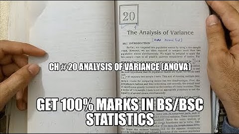 Ch#20 Analysis of Variance (ANOVA) Chapter Most Important Questions For BS/BSC Statistics Exam 2023