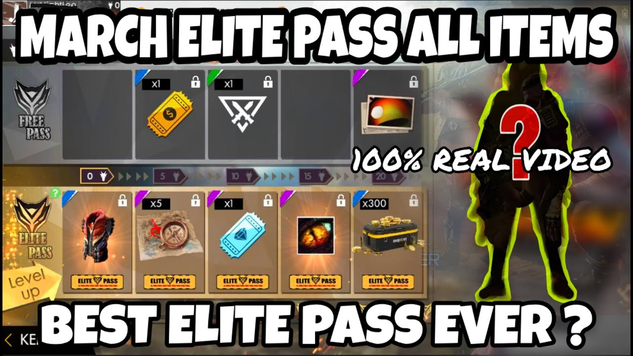FREE FIRE MARCH ELITE PASS ALL ITEMS || FREE FIRE ELITE PASS SEASON 22 FULL DETAILS