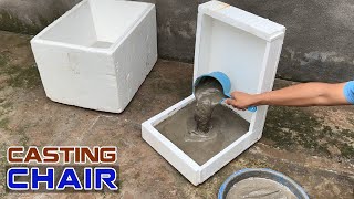 Concrete Casting / How to make a beautiful chair using foam box