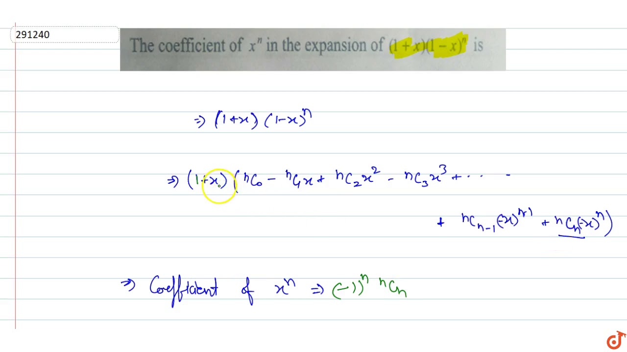 The Coefficient Of X N In The Expansion Of 1 X 1 X N Is Youtube