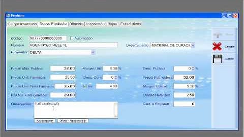 Sistema Punto de Venta System HPP versión para farmacia, crear nuevo producto