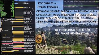 Crimson Desert v1.16 RenoDX HDR + Optiscaler 0.10 Upscaler to DLSS MFG / FSR 3.1 MFG / XeFG RTX GPUs