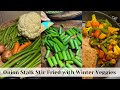 Onion stalk stir fried with winter veggies  peyaj koli recipe  easy  simple indian vegan recipe