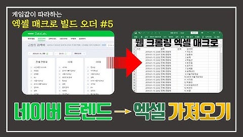 네이버 트렌드 검색어순위 정보를 한방에 엑셀로 가져오기 (배경음 제거 버젼)