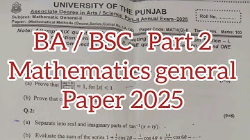 BA , BSC part 2 Math general paper 2025/Punjab University Mathematics general paper 2025