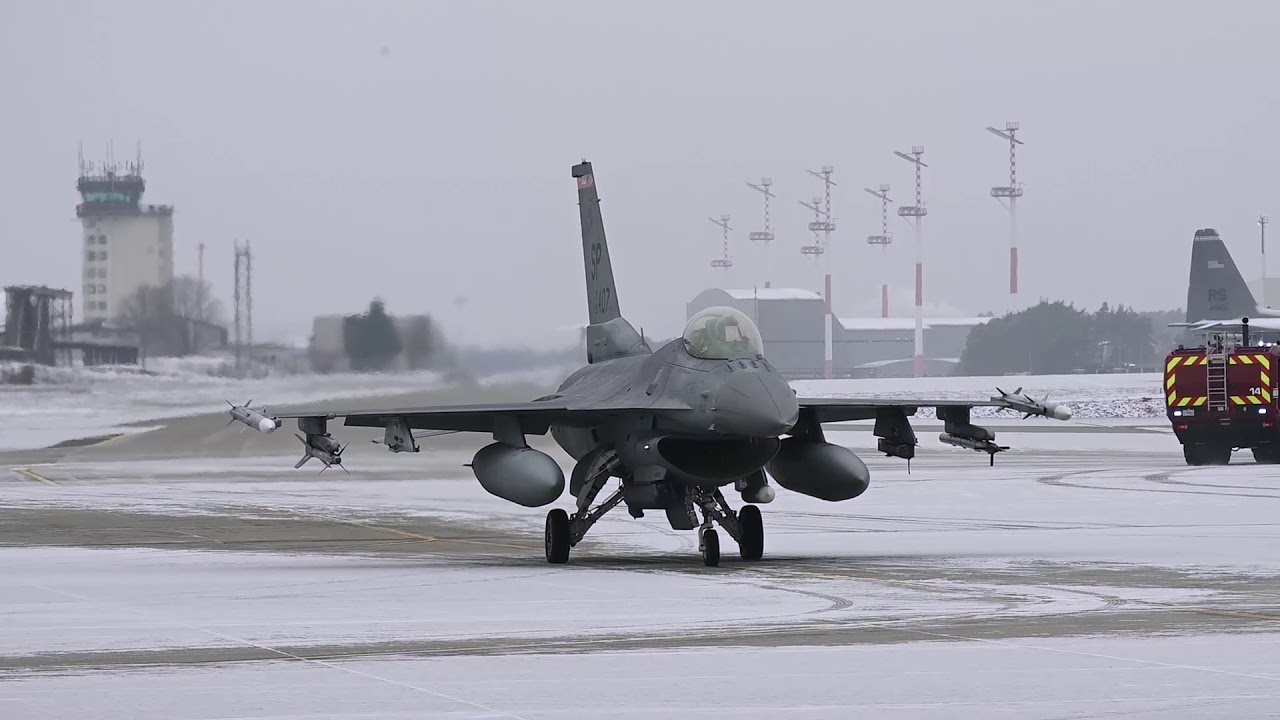 U.S Airforce F-16 Fighter Jets • Refuel at Ramstein Air Base • Germany – Feb 09 – 2021