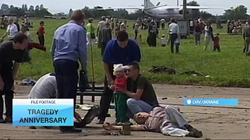 Lviv Honours 2002 Sknyliv Tragedy Victims: 77 people died, as Su-27 fighter crashed into crowd