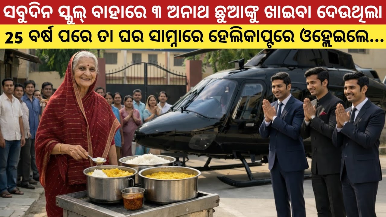 ୩ ଅନାଥ ଛୁଆଙ୍କୁ ଖାଇବାକୁ ଦେଉଥିଲା 25 ବର୍ଷ ପରେଘର ସାମ୍ନାରେ ଓଲ୍ହାଇଲା ହେଲିକାପ୍ଟର ତାପରେ.../ Odia Story