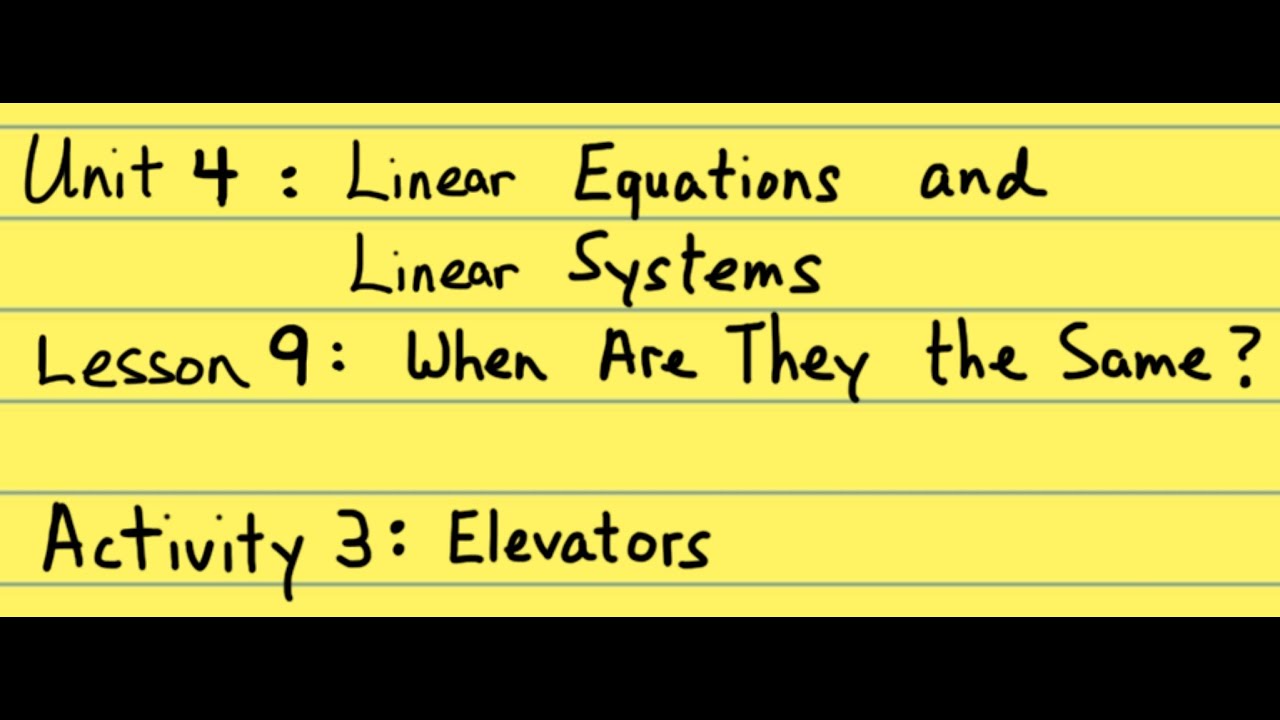 Elevator Math 8th Grade Illustrative Mathematics: Gr. 8; U4; Lesson 9-3: Elevators ...