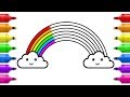 Cute rainbow coloring pages  how to draw rainbow and clouds for kids