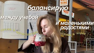 Влог: поиски маленьких радостей в обычной жизни во время зимней сессии в магистратуре в Корее