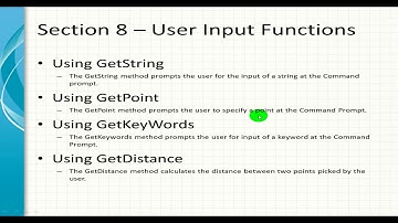 User Input Functions Overview (S8-1)