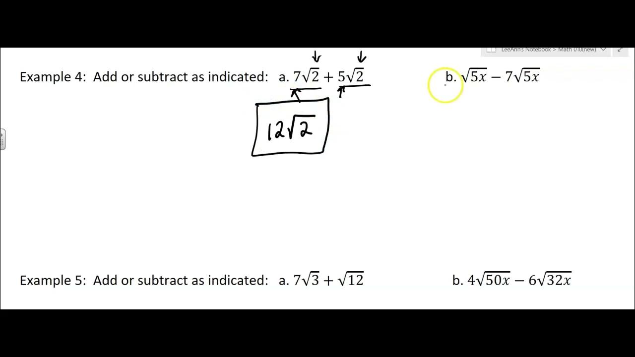 P3f Adding And Subtracting Square Roots Youtube