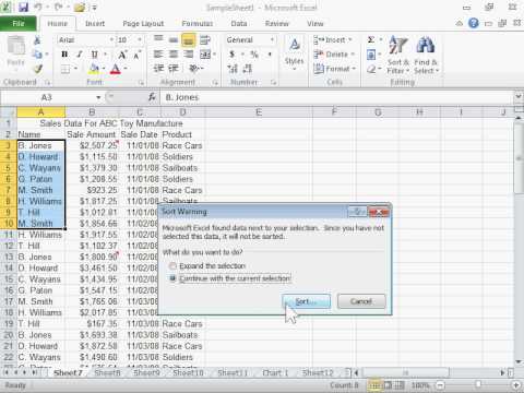Sort One Column in a Range of Cells without Affecting the Others ...